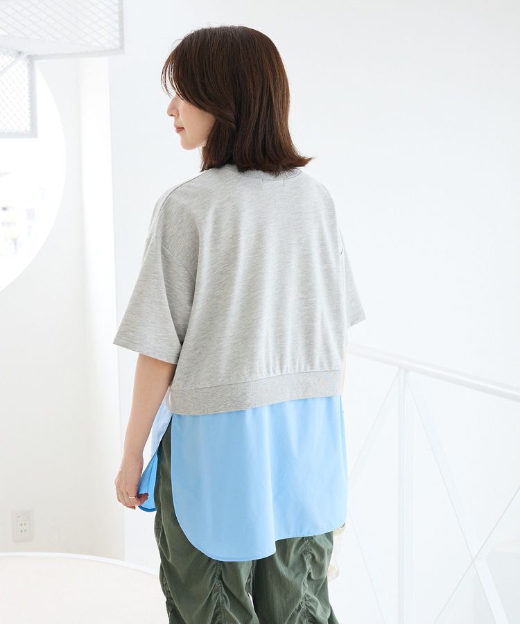 Green Parks「裾タックミニ裏毛シャツドッキングチュニック」|チュニック|