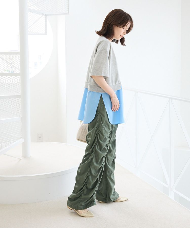 Green Parks「裾タックミニ裏毛シャツドッキングチュニック」|チュニック|