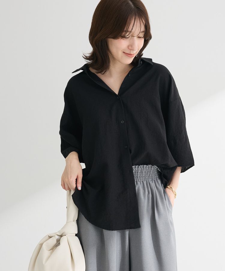 Green Parks「・ELENCARE DUEシアーボリュームスリーブシャツ」|シャツ・ブラウス|Black