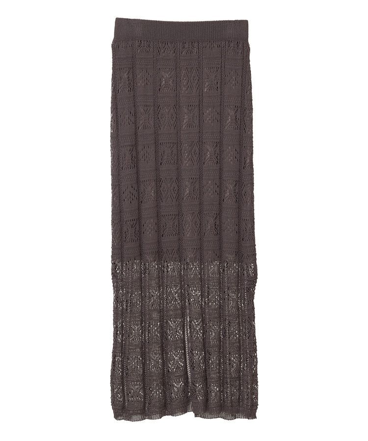 Green Parks「透かし柄ニットレースIラインスカート」|タイト|