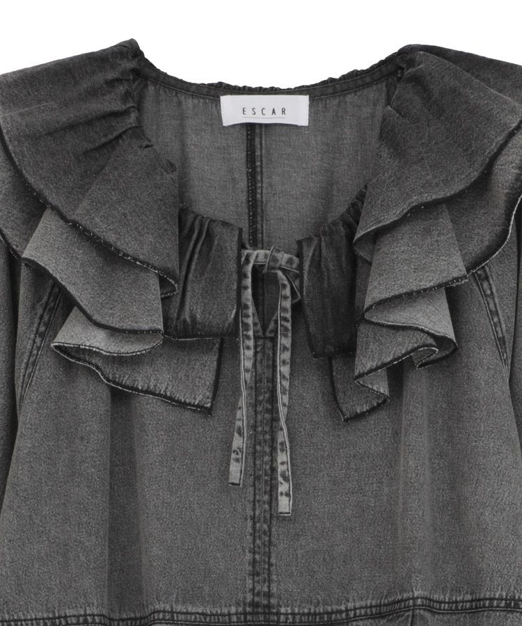 Green Parks「■ESCAR デニムラッフルカラーワンピース」|ワンピース|