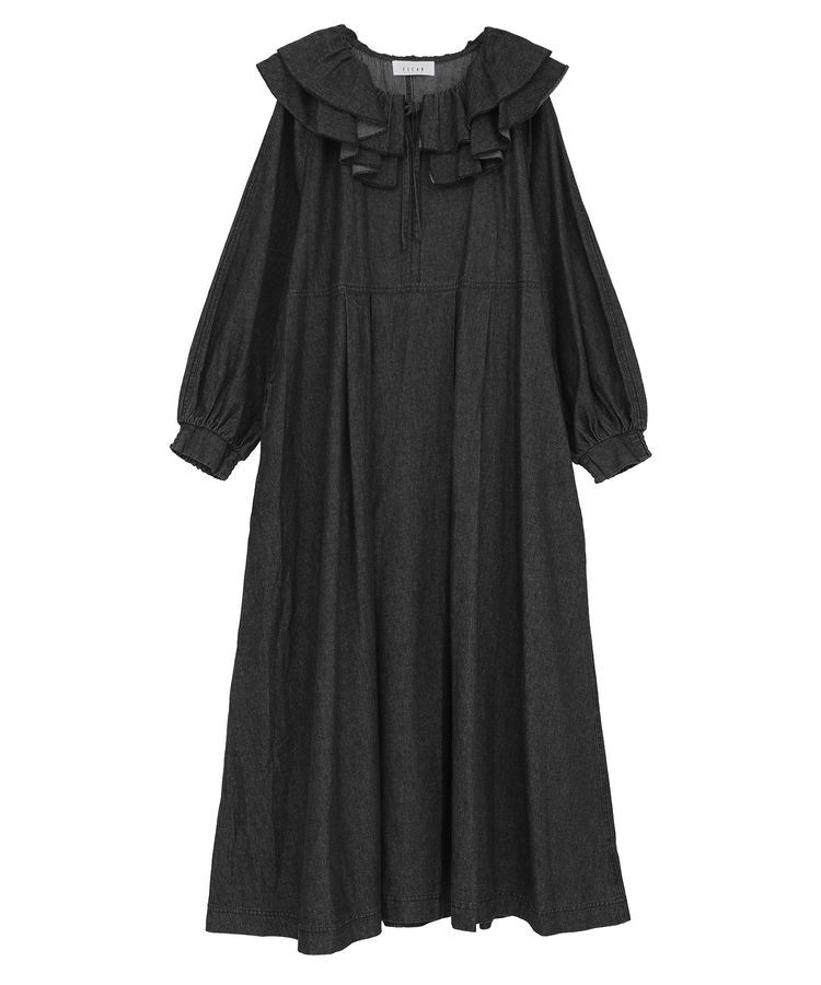 Green Parks「■ESCAR デニムラッフルカラーワンピース」|ワンピース|