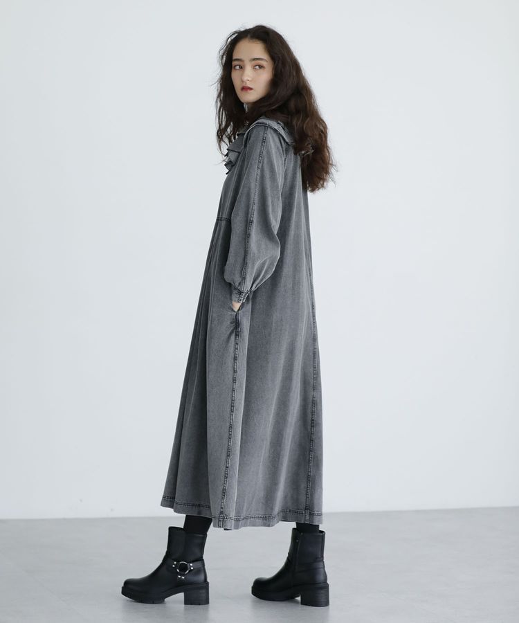 Green Parks「■ESCAR デニムラッフルカラーワンピース」|ワンピース|