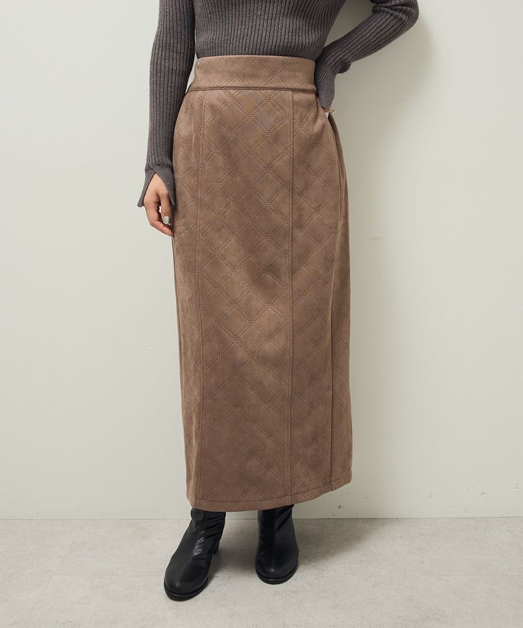 Green Parks「・ELENCARE DUE エンボスナロースカート」|タイト|Brown