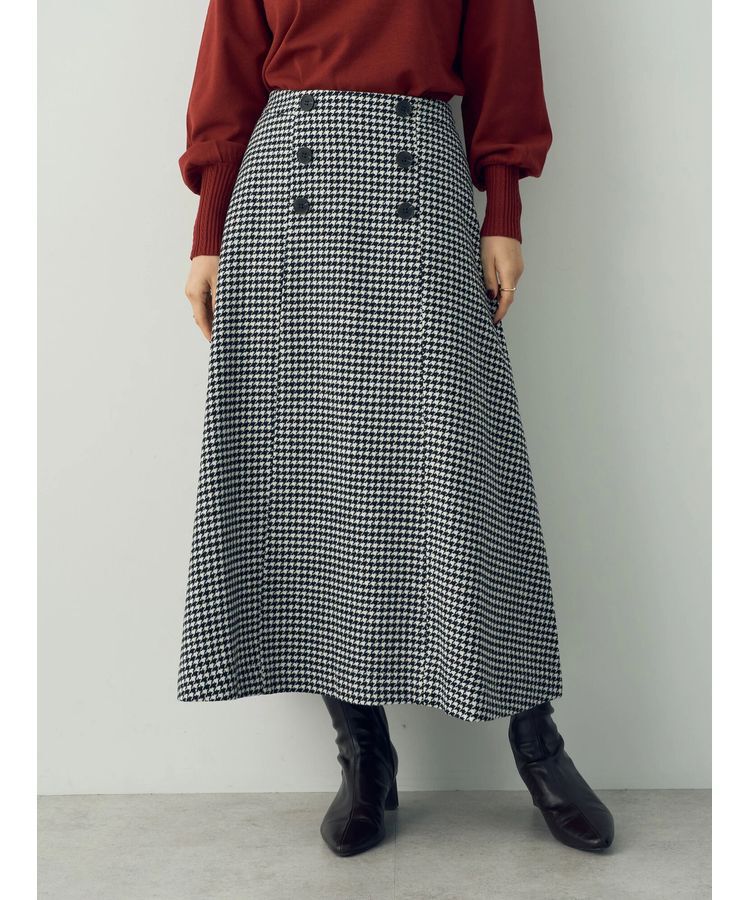 YECCA VECCA「千鳥柄Aラインロングスカート」|スカート|アイボリー