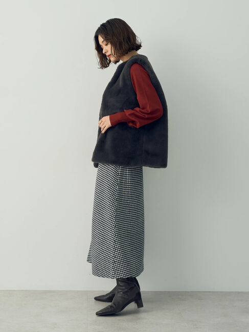 YECCA VECCA「千鳥柄Aラインロングスカート」|スカート|
