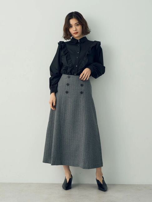 YECCA VECCA「千鳥柄Aラインロングスカート」|スカート|