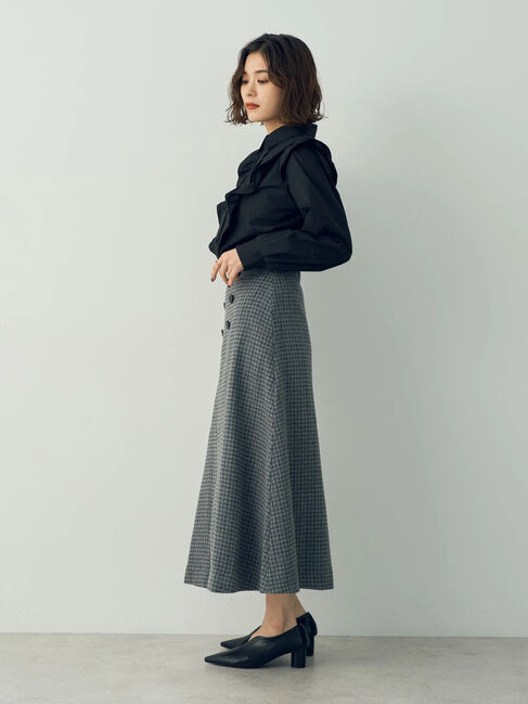 YECCA VECCA「千鳥柄Aラインロングスカート」|スカート|