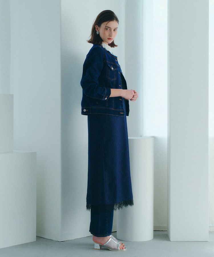 YECCA VECCA「ノーカラーストレッチGジャン」|テーラードジャケット|