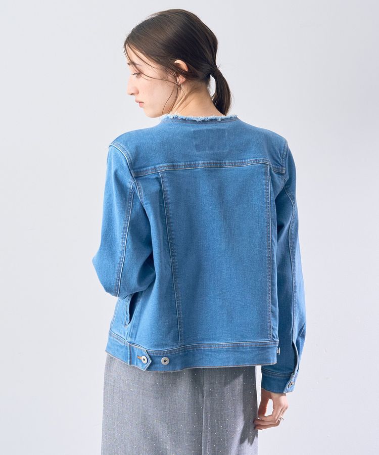 YECCA VECCA「ノーカラーストレッチGジャン」|テーラードジャケット|