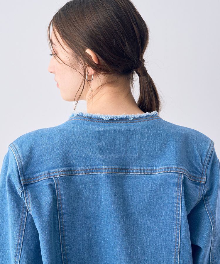 YECCA VECCA「ノーカラーストレッチGジャン」|テーラードジャケット|