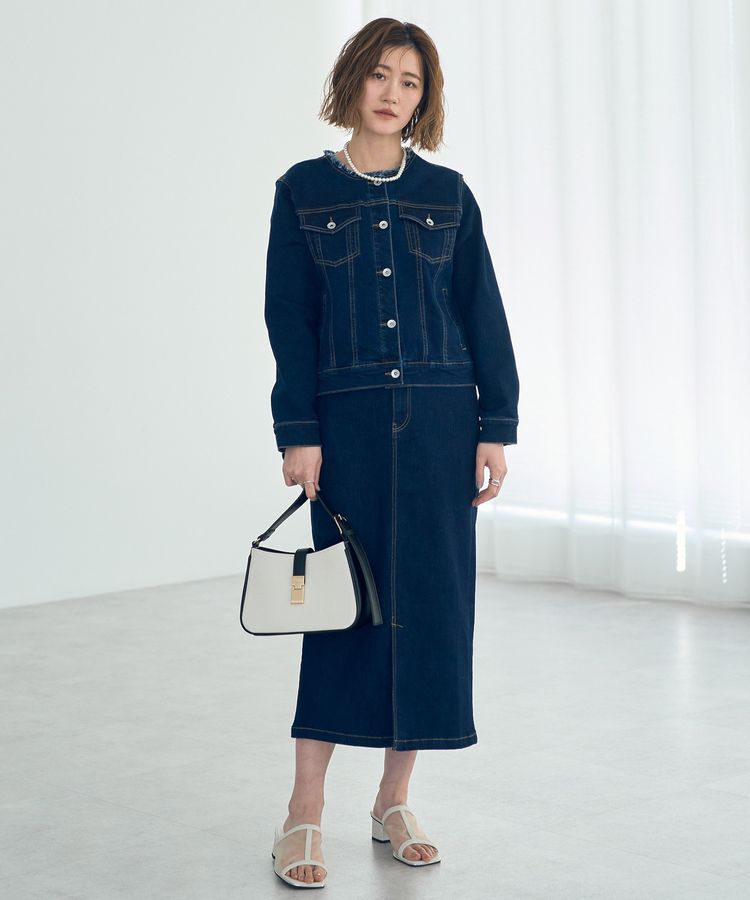 YECCA VECCA「ノーカラーストレッチGジャン」|テーラードジャケット|