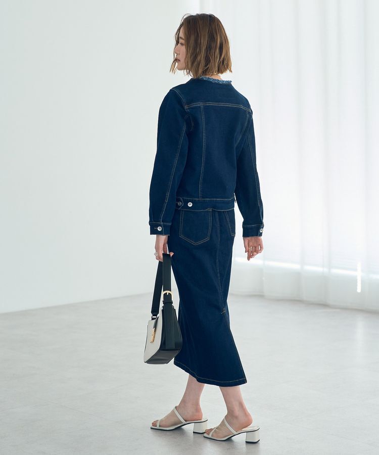 YECCA VECCA「ノーカラーストレッチGジャン」|テーラードジャケット|