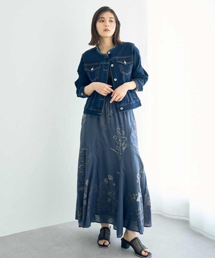 YECCA VECCA「ノーカラーストレッチGジャン」|テーラードジャケット|