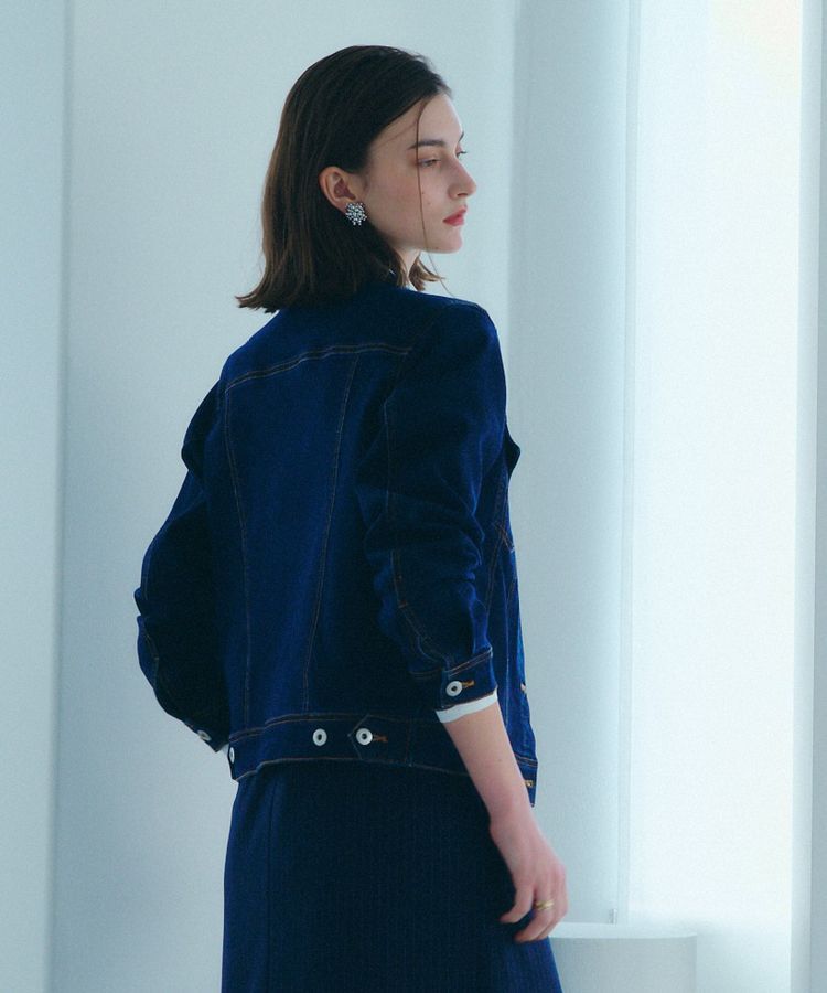 YECCA VECCA「ノーカラーストレッチGジャン」|テーラードジャケット|