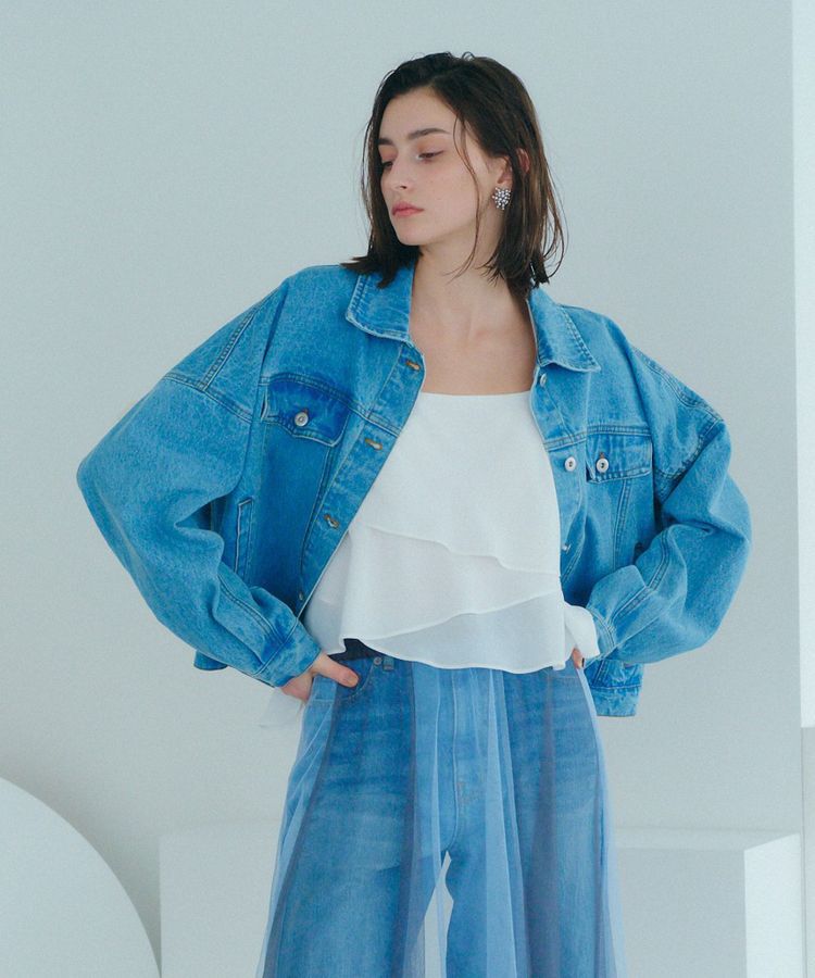 Editt by YECCA VECCA「フリンジデニムジャケット」|テーラードジャケット|