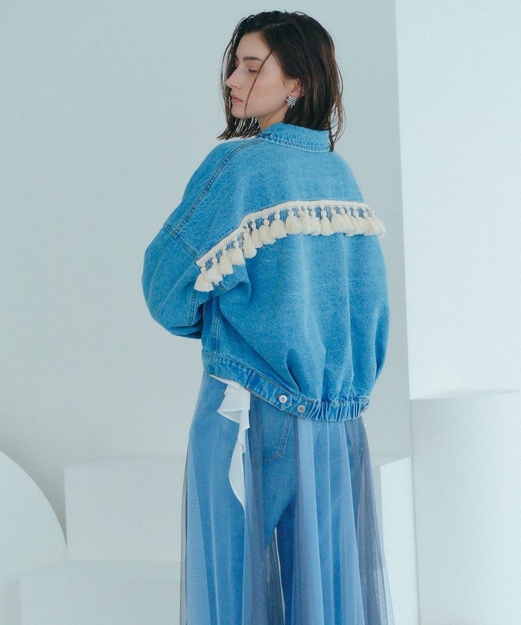 Editt by YECCA VECCA「フリンジデニムジャケット」|テーラードジャケット|