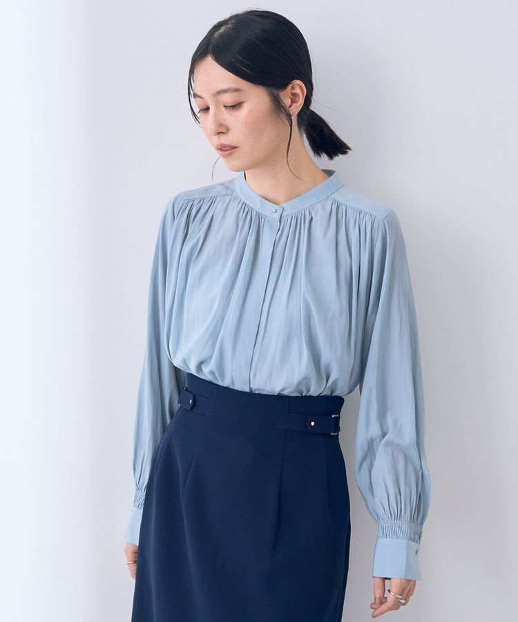 YECCA VECCA「ギャザーブラウス」|シャツ・ブラウス|Blue