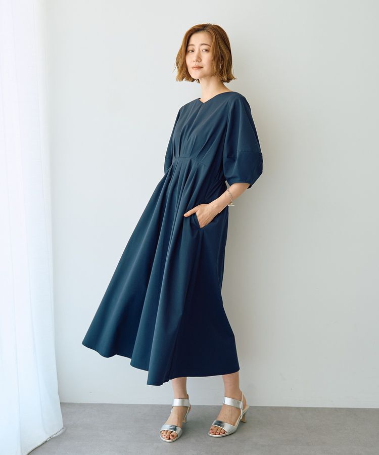 YECCA VECCA「【UVカット/接触冷感】ボリュームスリーブタックワンピース」|ワンピース|
