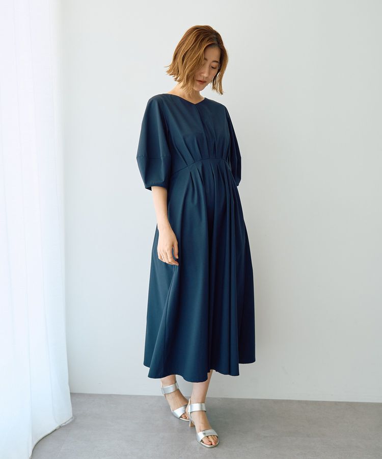 YECCA VECCA「【UVカット/接触冷感】ボリュームスリーブタックワンピース」|ワンピース|