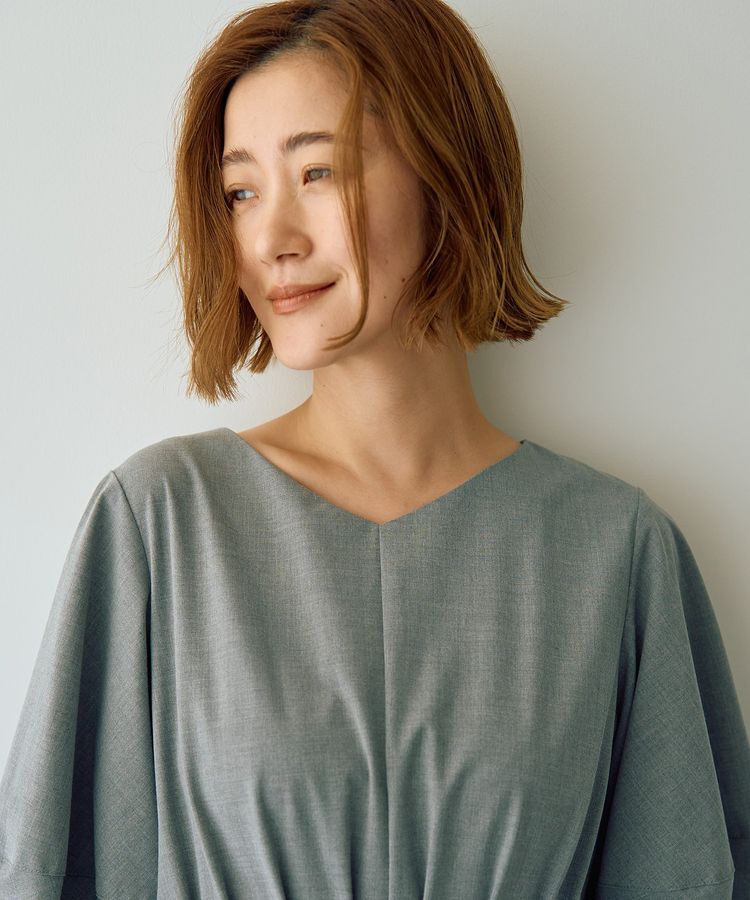 YECCA VECCA「【UVカット/接触冷感】ボリュームスリーブタックワンピース」|ワンピース|