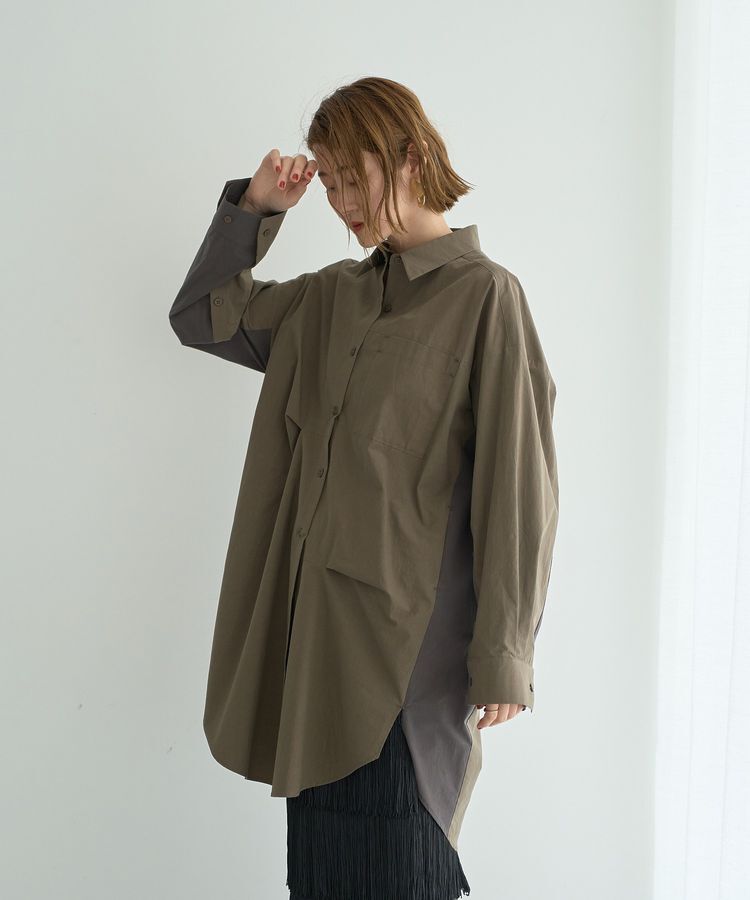 Editt by YECCA VECCA「2way袖デザインロングシャツ」|シャツ・ブラウス|Khaki