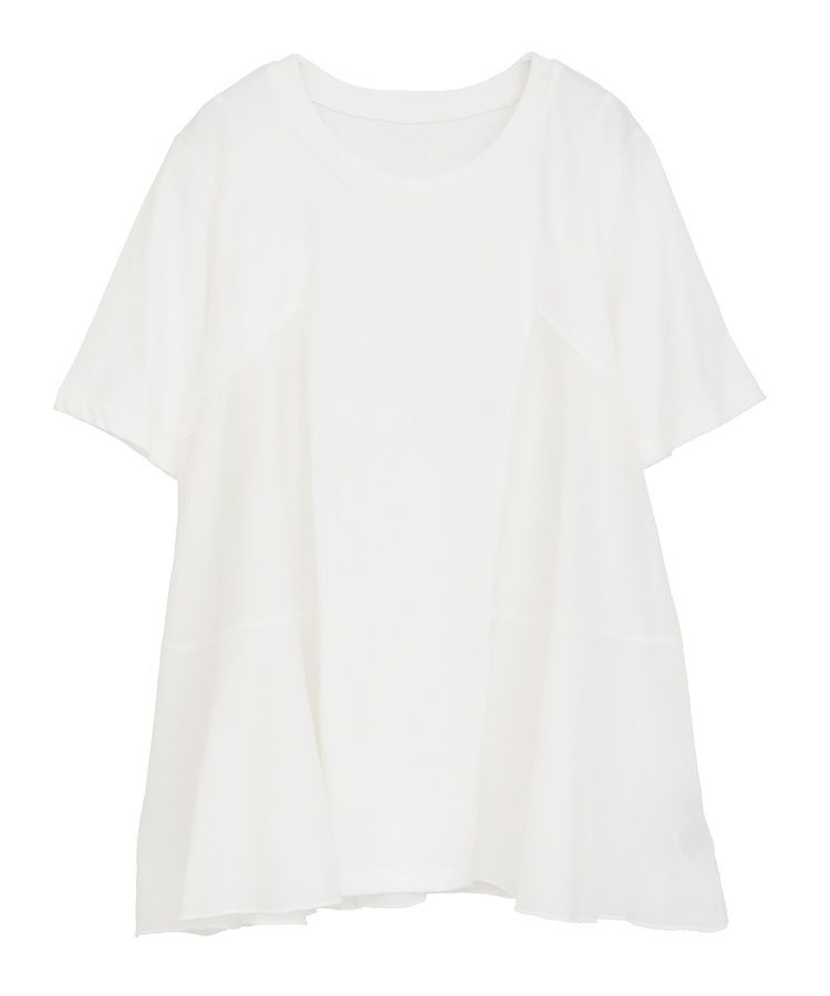 YECCA VECCA「【DOLL UP OOPS】異素材切替フレアートップス」|Tシャツ・カットソー|