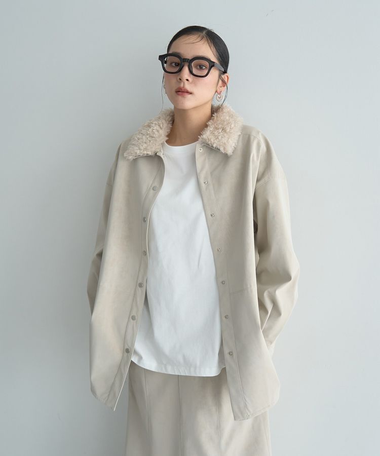 Editt by YECCA VECCA「レザーライクシャツジャケット」|テーラードジャケット|Ivory