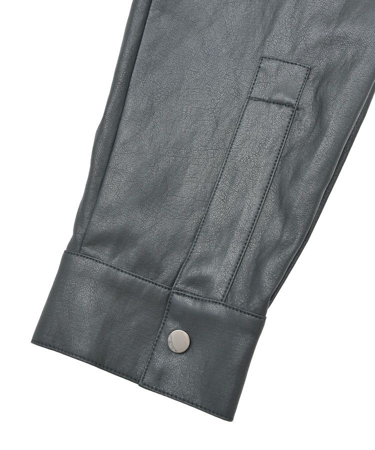 Editt by YECCA VECCA「レザーライクシャツジャケット」|テーラードジャケット|