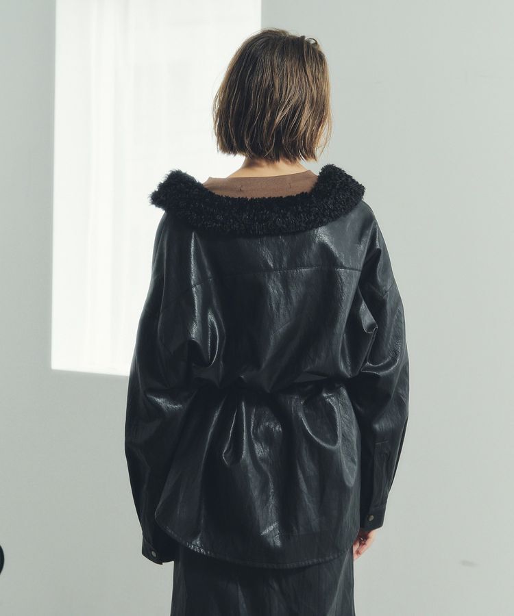 Editt by YECCA VECCA「レザーライクシャツジャケット」|テーラードジャケット|