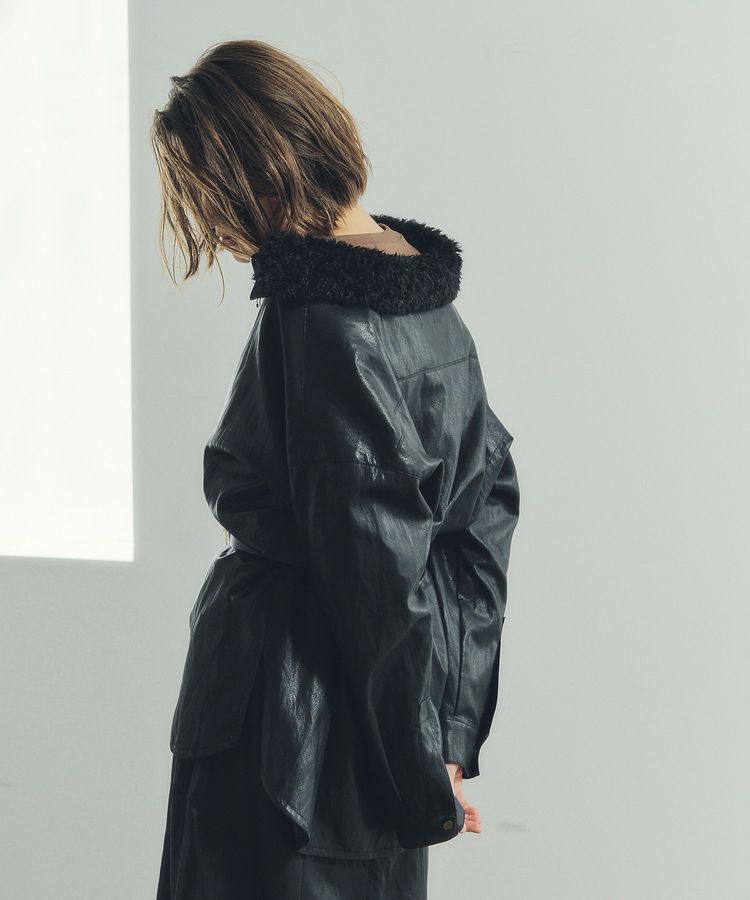 Editt by YECCA VECCA「レザーライクシャツジャケット」|テーラードジャケット|