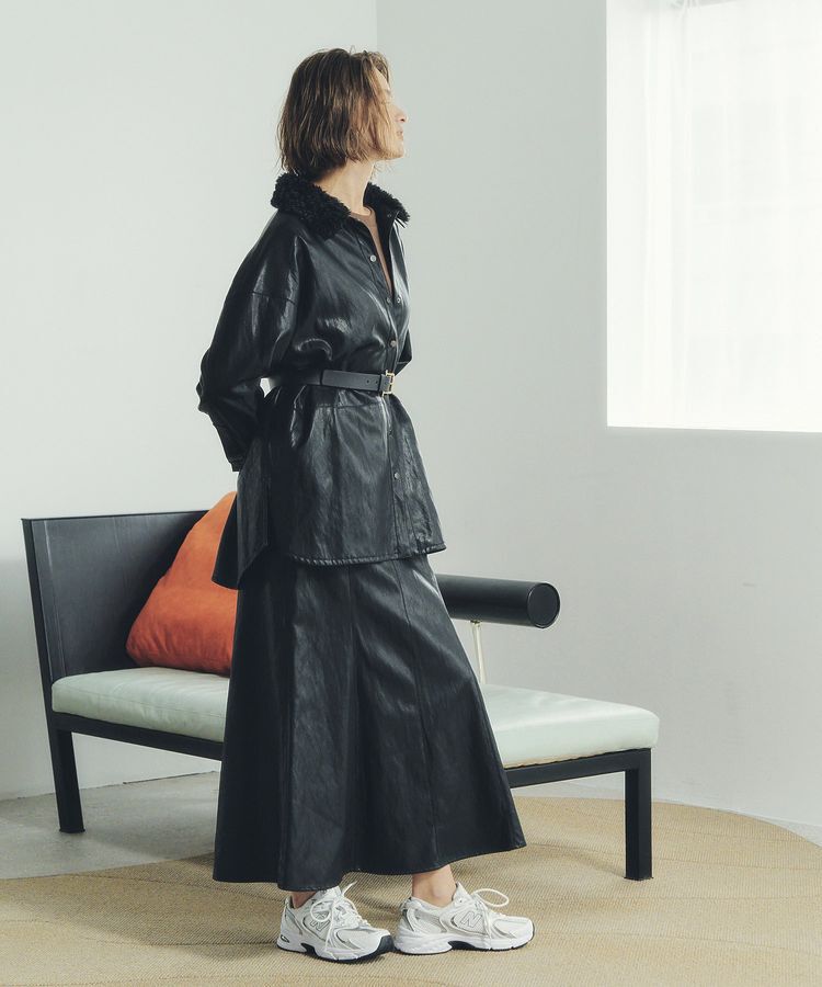 Editt by YECCA VECCA「レザーライクシャツジャケット」|テーラードジャケット|