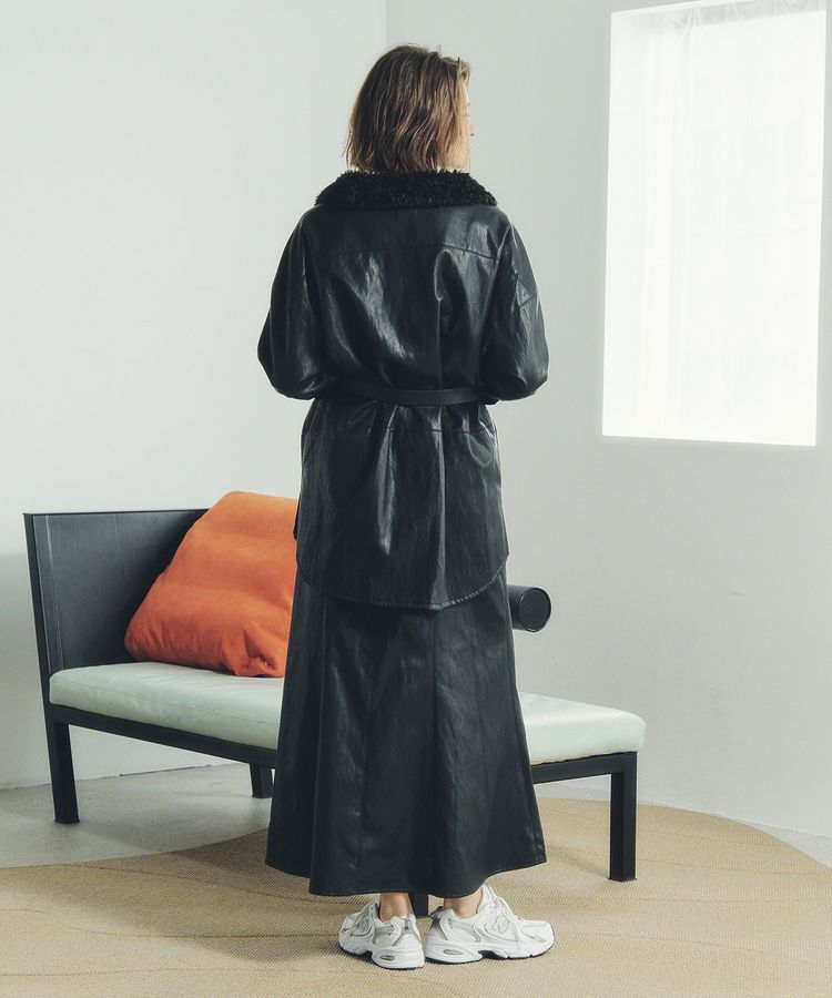 Editt by YECCA VECCA「レザーライクシャツジャケット」|テーラードジャケット|