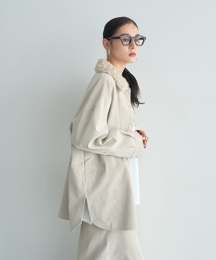 Editt by YECCA VECCA「レザーライクシャツジャケット」|テーラードジャケット|