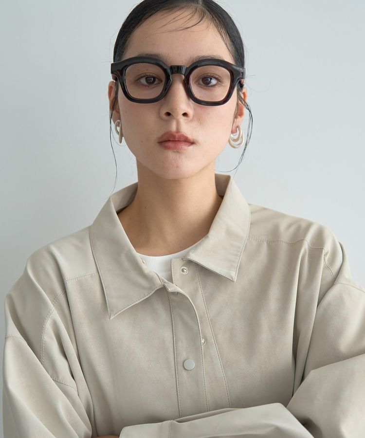 Editt by YECCA VECCA「レザーライクシャツジャケット」|テーラードジャケット|