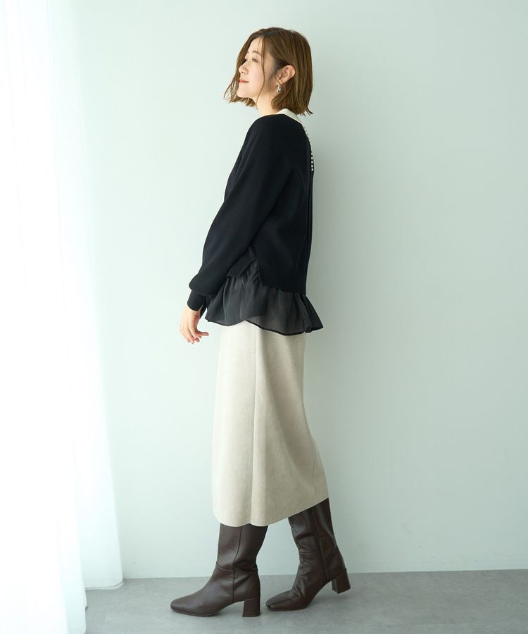 YECCA VECCA「ハイウエストフェイクスエードスカート」|タイト|