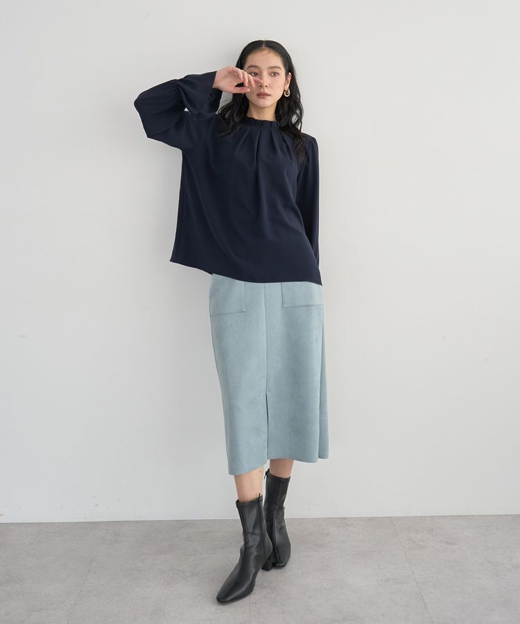 YECCA VECCA「ハイウエストフェイクスエードスカート」|タイト|