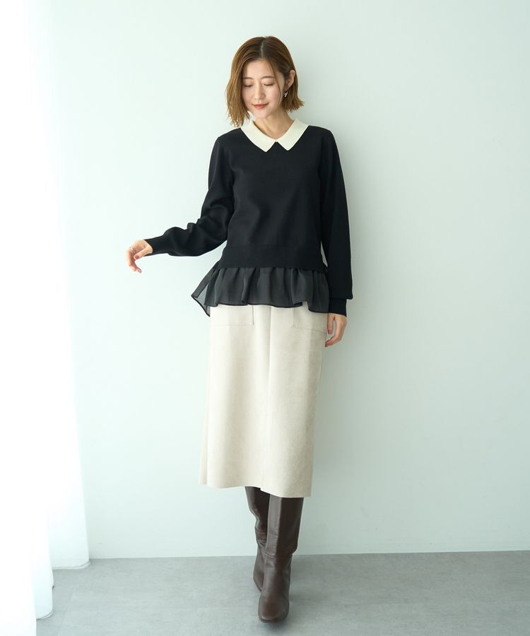 YECCA VECCA「ハイウエストフェイクスエードスカート」|タイト|