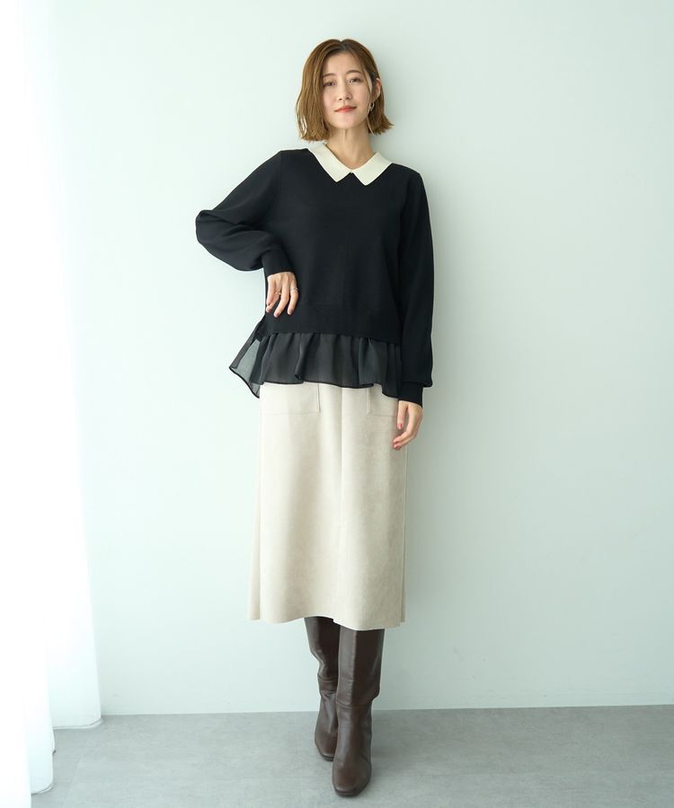 YECCA VECCA「ハイウエストフェイクスエードスカート」|タイト|