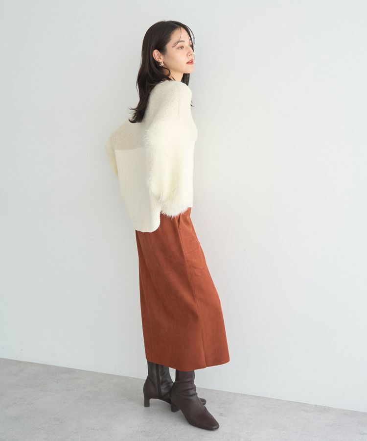 YECCA VECCA「ハイウエストフェイクスエードスカート」|タイト|Terracotta