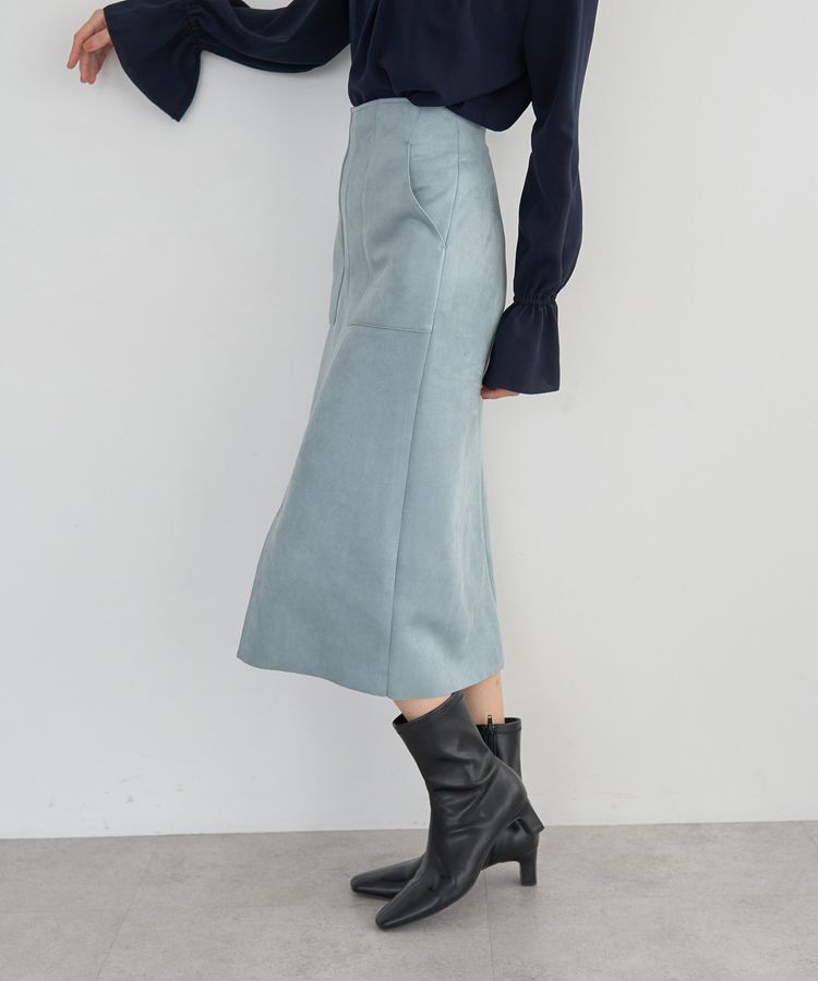 YECCA VECCA「ハイウエストフェイクスエードスカート」|タイト|Light Blue
