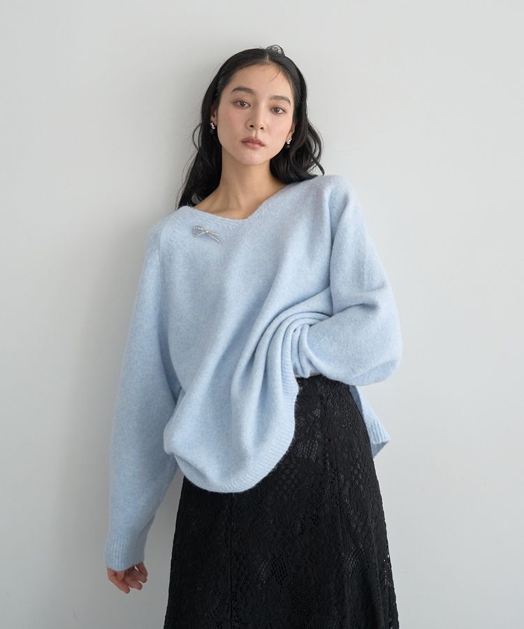 YECCA VECCA「Vネックルーズニット」|ニット・セーター|Sax