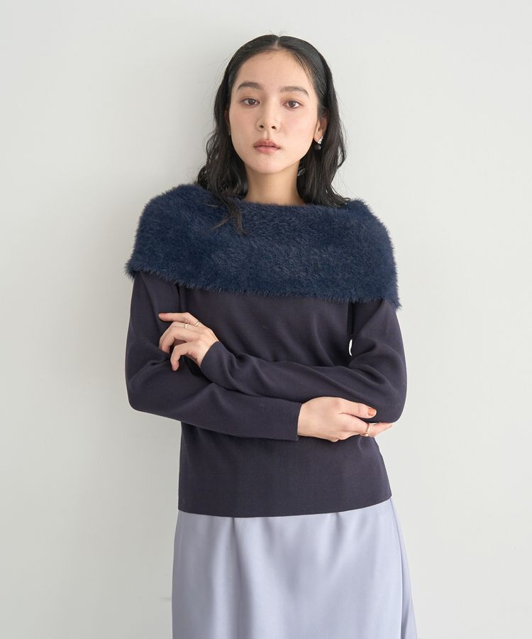 YECCA VECCA「ファーMIXオフショルニット」|ニット・セーター|