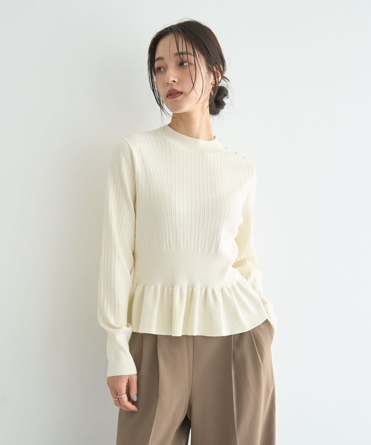 YECCA VECCA「金釦ペプラムニット」|ニット・セーター|