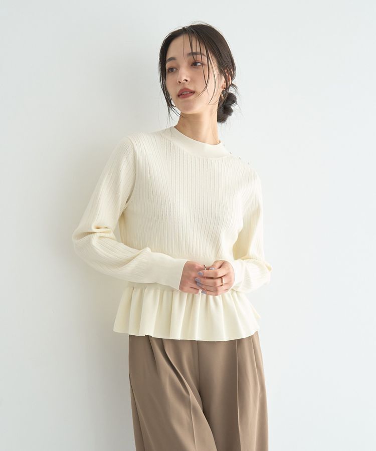 YECCA VECCA「金釦ペプラムニット」|ニット・セーター|