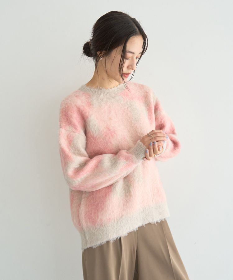 YECCA VECCA「フラワー柄シャギーニット」|ニット・セーター|