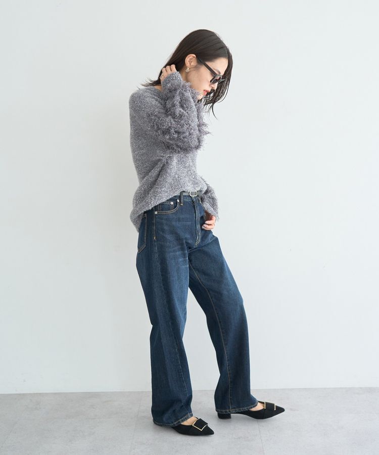 YECCA VECCA「ラメフェザー袖フリンジニット」|ニット・セーター|