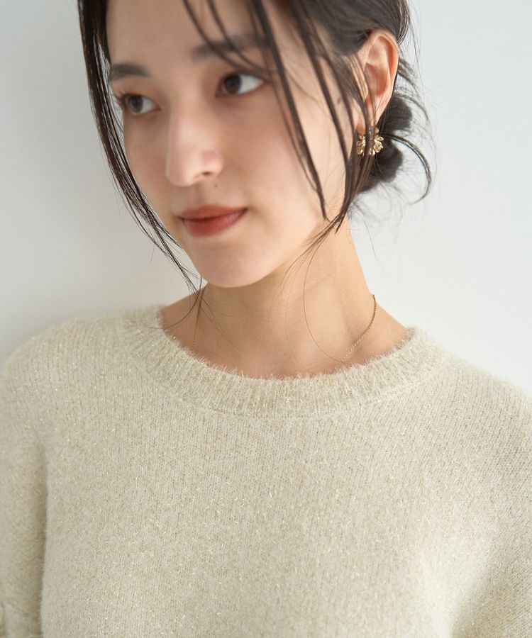 YECCA VECCA「ラメフェザー袖フリンジニット」|ニット・セーター|