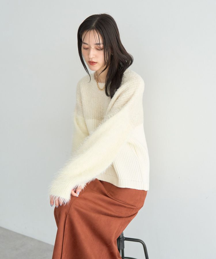 YECCA VECCA「素材MIX配色デザインニット」|ニット・セーター|