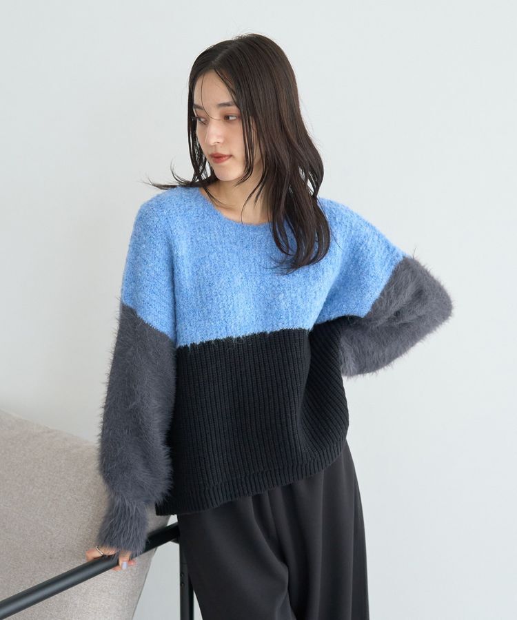 YECCA VECCA「素材MIX配色デザインニット」|ニット・セーター|